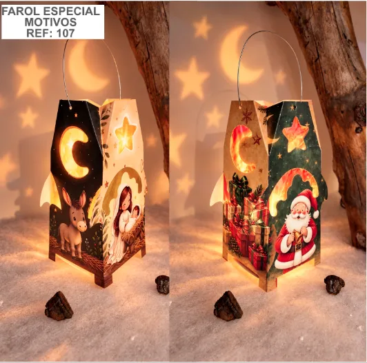 Farol ESPECIAL MOTIVOS Navideños 18CM alto